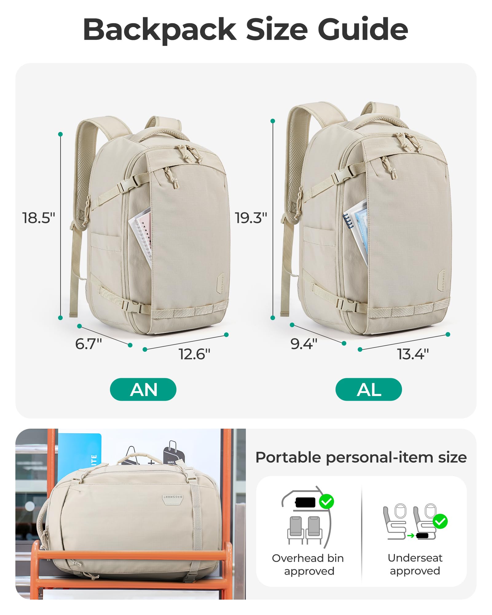 BAGSMART Travel Backpack Women, 15.6 Inch