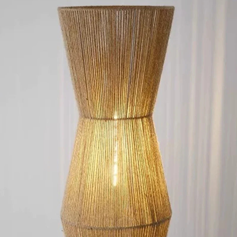Japanese Wabi-Sabi Woven Rattan Floor Lamp