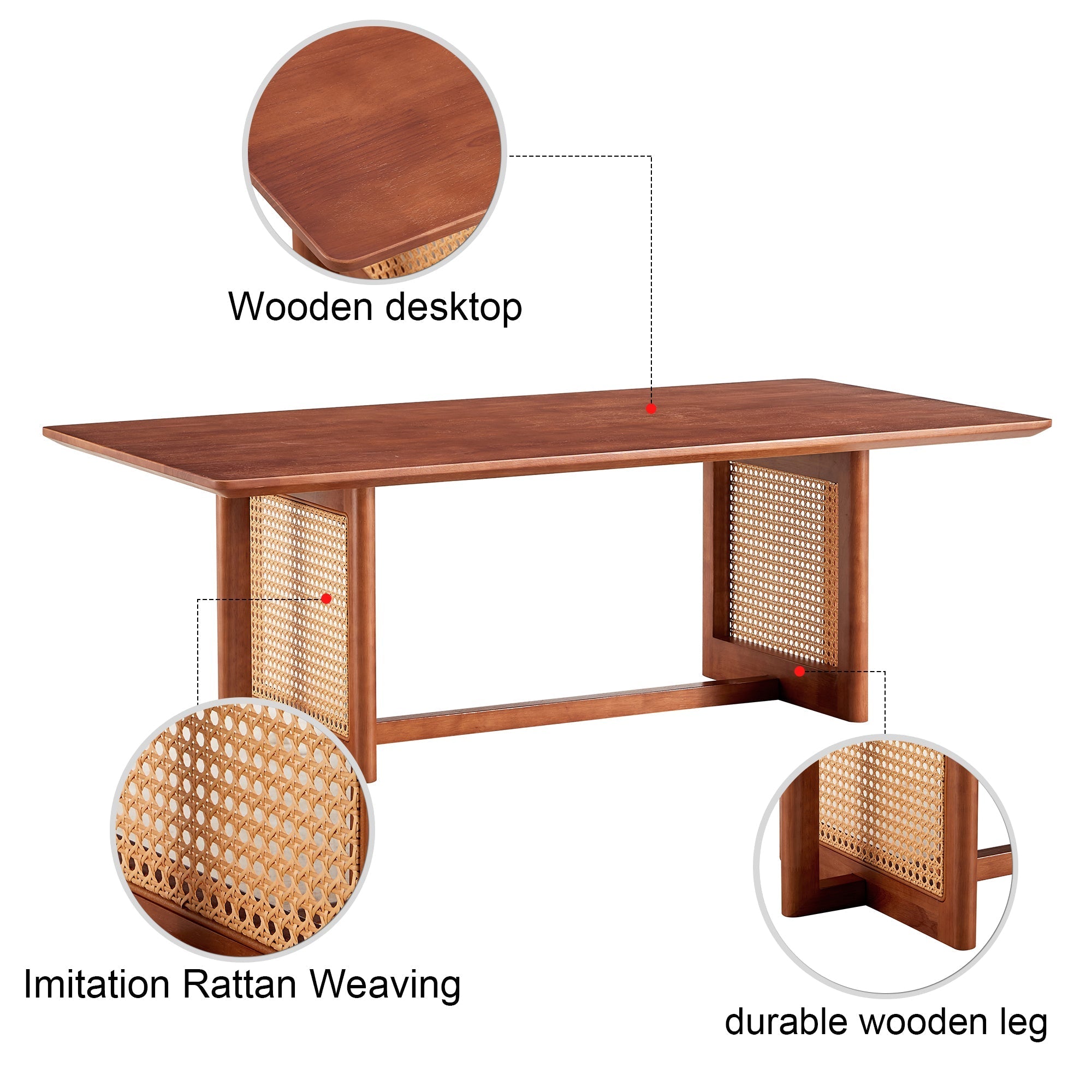 Chinese Style Imitation Rattan Tea Table Walnut Color
