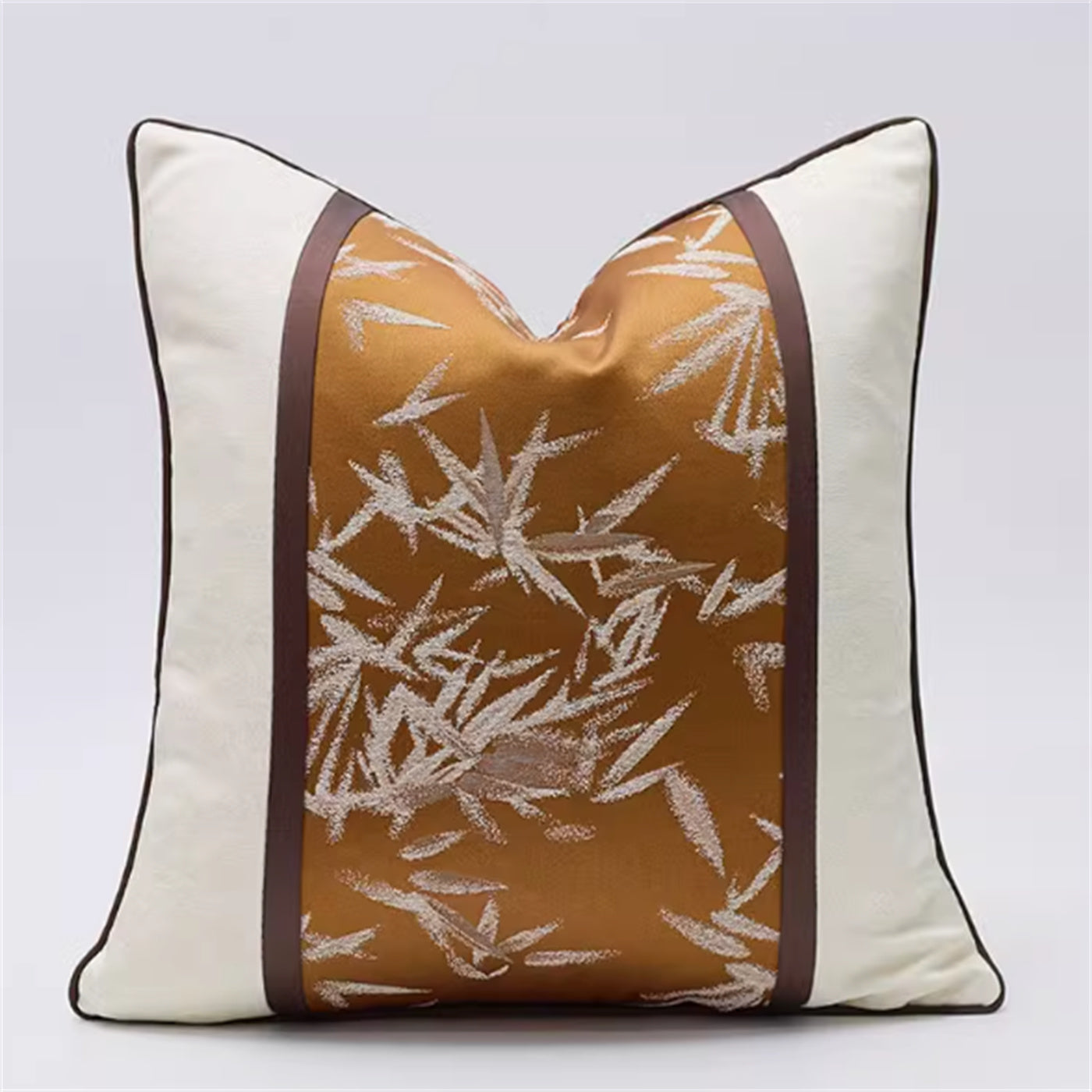 Asian Bamboo Leaf Embroidered Cushion (Cover or with Insert)