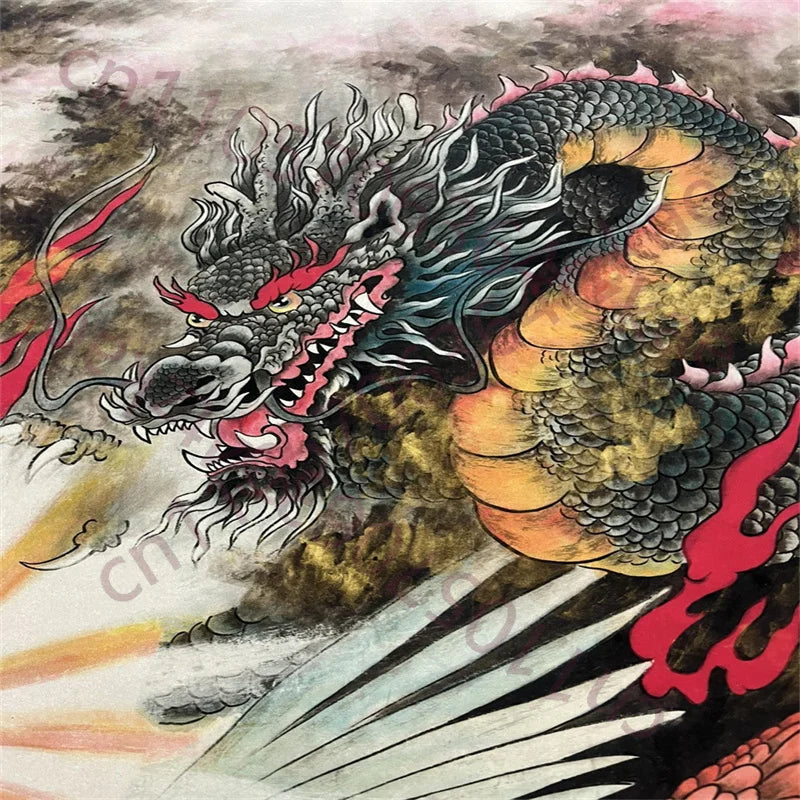 Liu Jilu–Style Dragon & Phoenix Auspicious Chinese Rice Paper Scroll