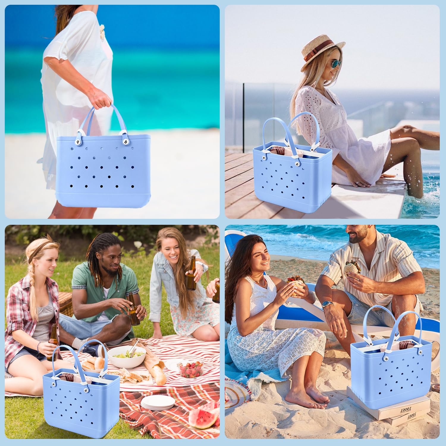 Beach Bag Organizer Insert with 8 Removable Metal Fasteners