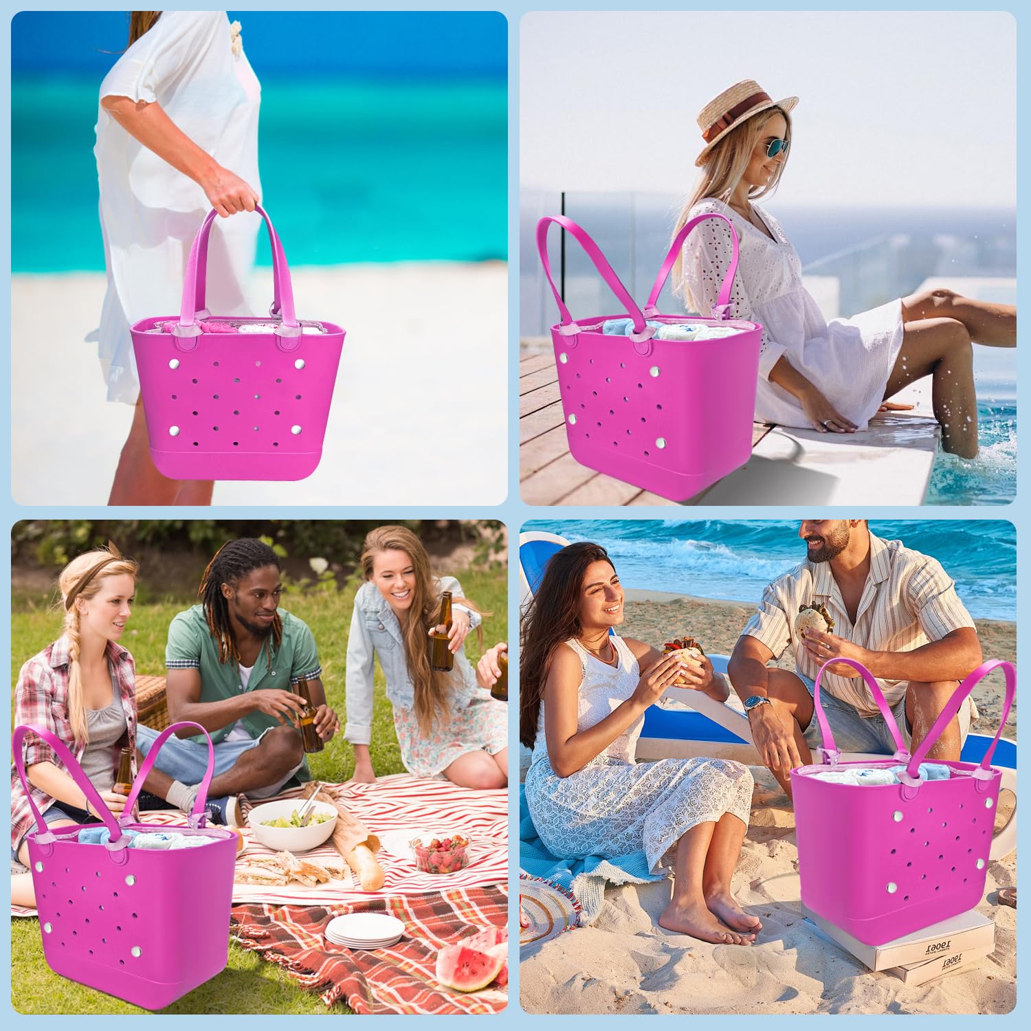 Beach Bag Organizer Insert with 8 Removable Metal Fasteners