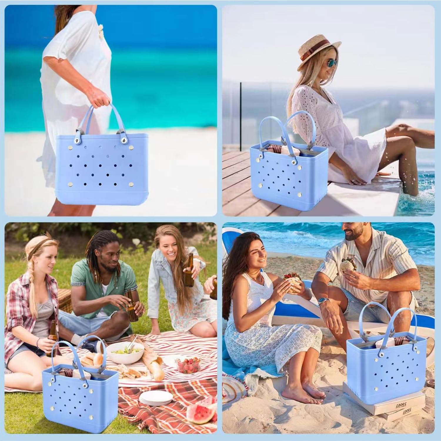 Beach Bag Organizer Insert with 8 Removable Metal Fasteners