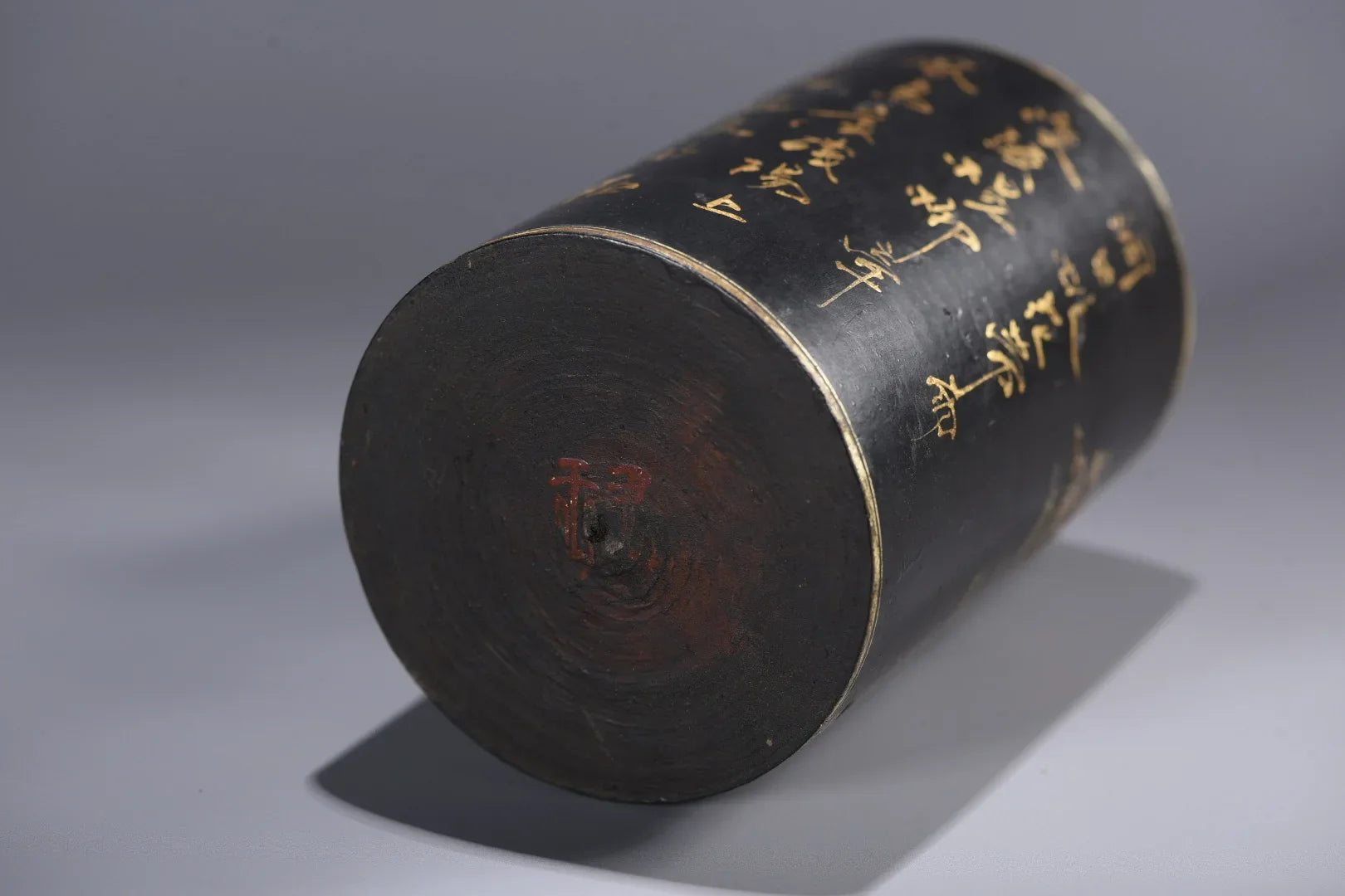 Tibetan Temple Vintage Lacquerware Brush Pot – Children’s Playground Scene (5")