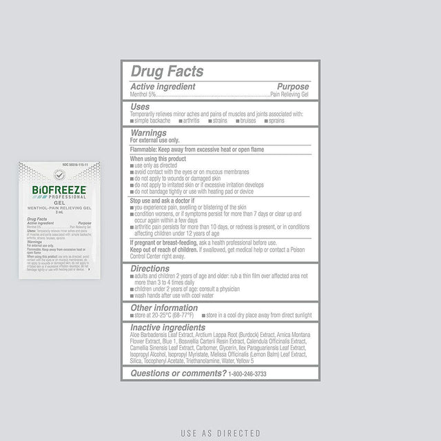 Biofreeze Professional Pain Relief Gel, Individual Packets