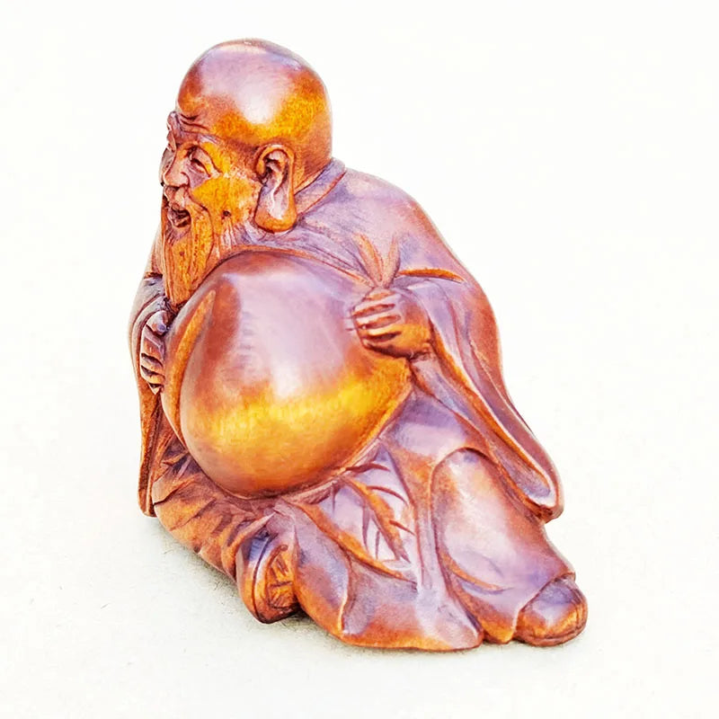 2" Boxwood God of Longevity Netsuke – Japanese Miniature
