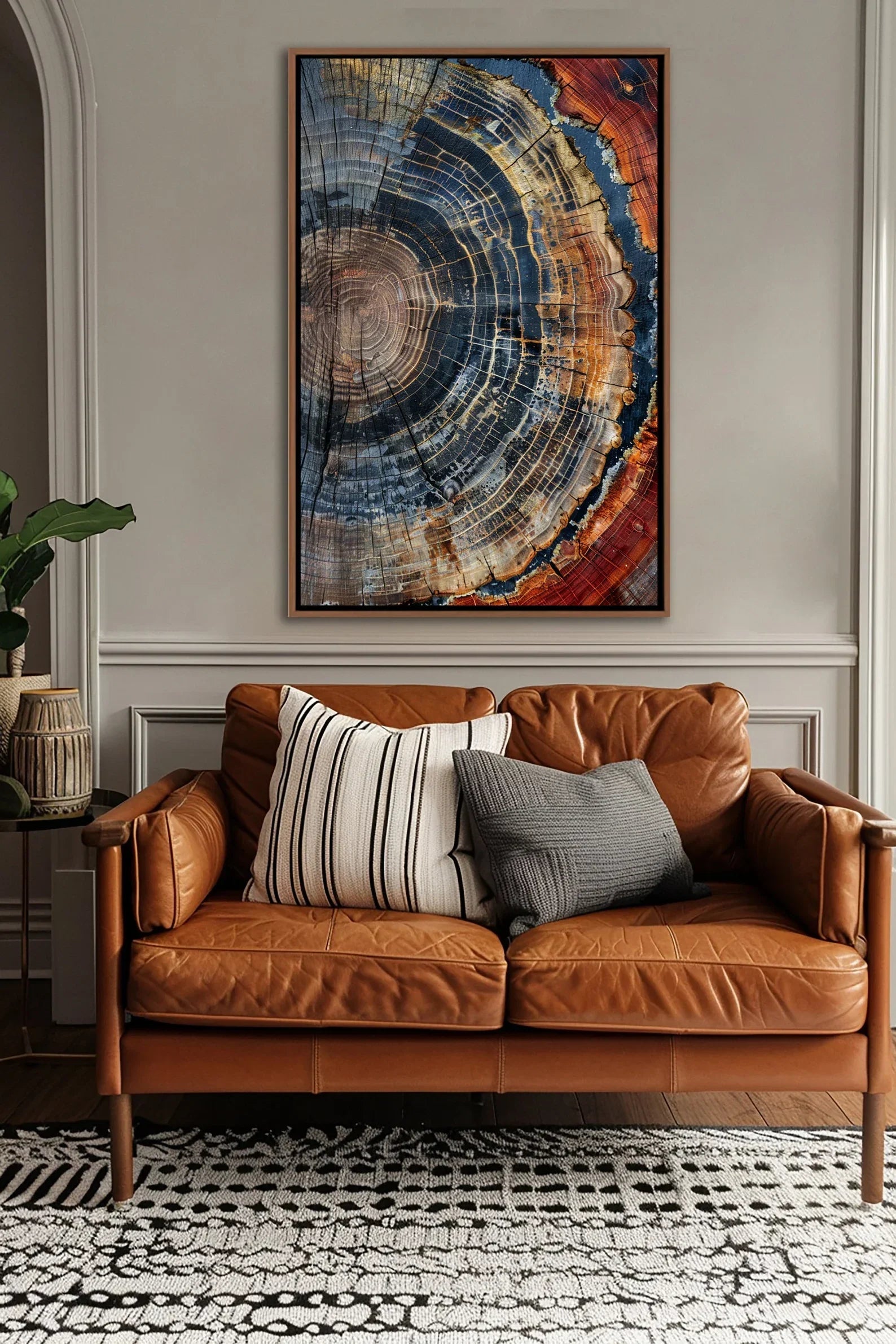 Colorful Tree Ring Canvas Wall Art – Minimalist Abstract Ring Design (Unframed High‑Quality Cotton Canvas)