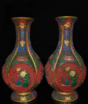 Qing-Style Lacquerware Flower & Bird Vase – 25cm (Collectible)