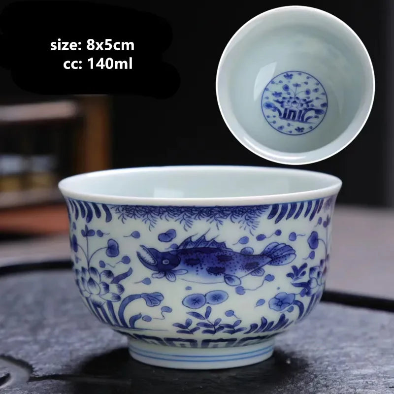 Luxurious 150ml Blue and White Porcelain Gaiwan – Handmade Tea Tureen