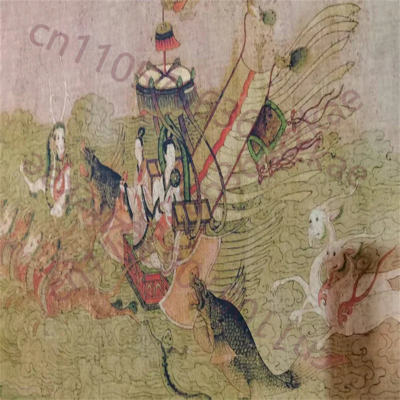 Gu Kaizhi “Ode to the Luo God” Scroll – Watercolor Ink Long Painting (225×30cm)
