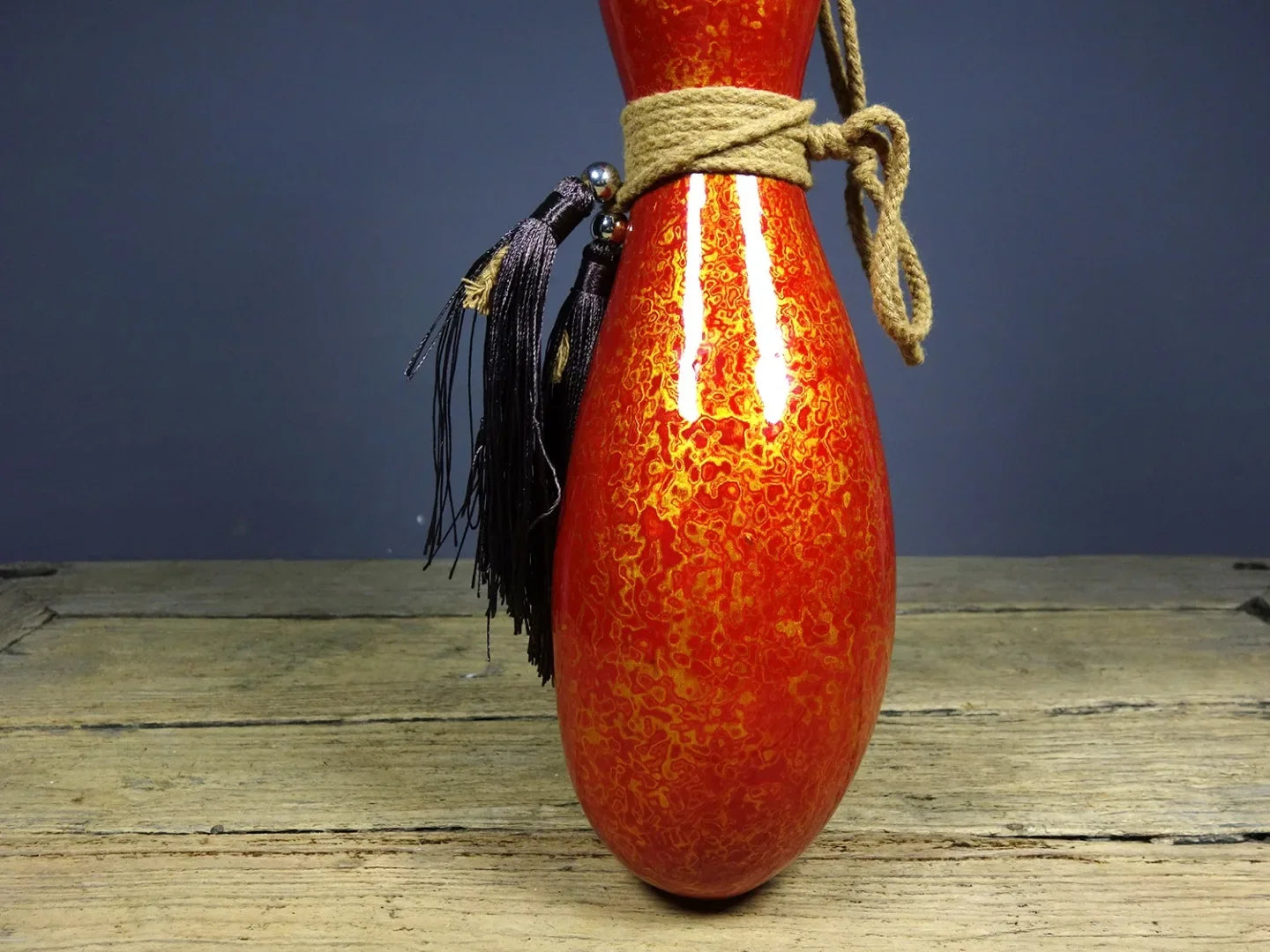 Old Carved Gourd Lacquerware – Natural Calabash Wealth Ornament (18cm)