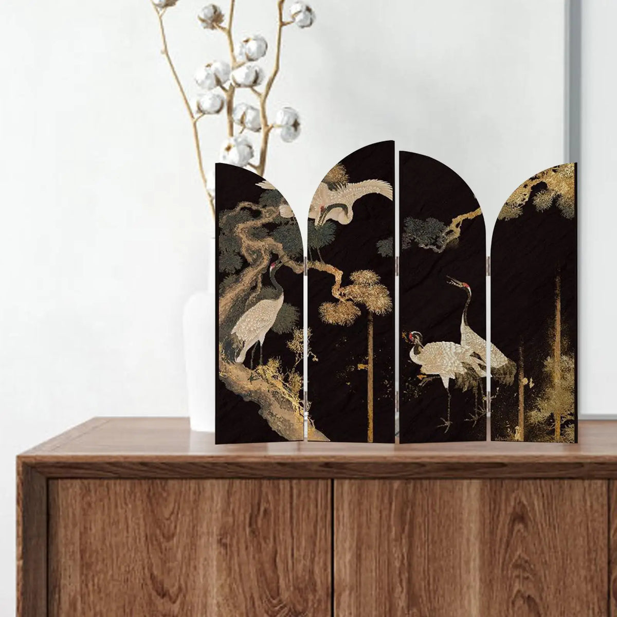 Mini Chinese Folding Screen – Desktop Flower & Bird Room Divider Ornament