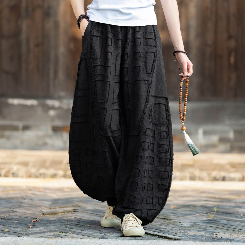 Raw-Edged Linen Meditation Bloomers – Natural Pants for Practice & Everyday Wear