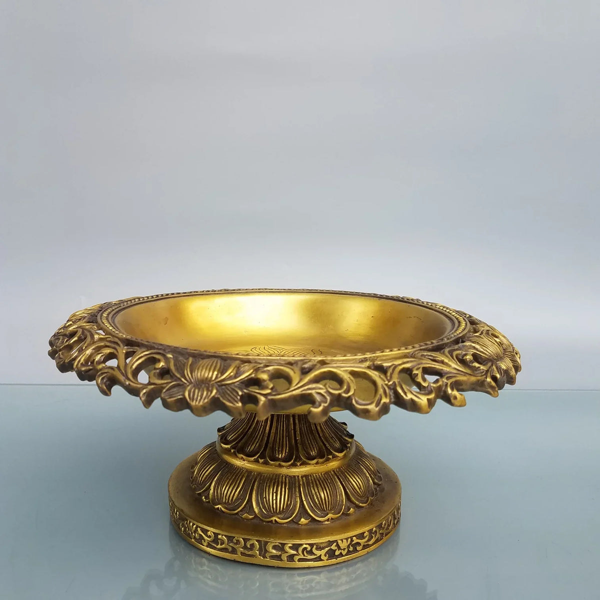 Tibetan Temple Bronze Lotus Fruit Plate – Cornucopia Treasure Bowl (10")