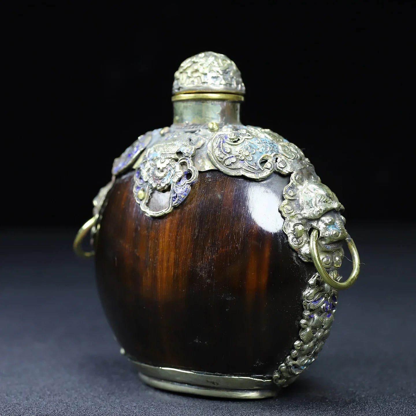 Cloisonné Tiger Head Snuff Bottle with Hanging Ring – Asian Decor