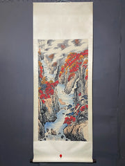 Antique Chinese Landscape Scroll with Calligraphy – Attributed to Guan Shanyue