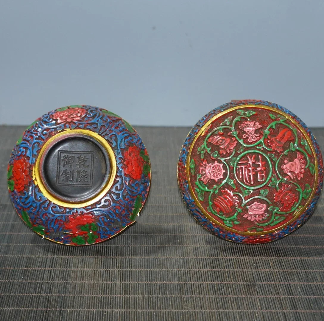 Handmade Painted Lacquerware Flower Box – Vintage-Inspired Chinese Storage