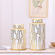 Ceramic White and Gold Food Storage Jars