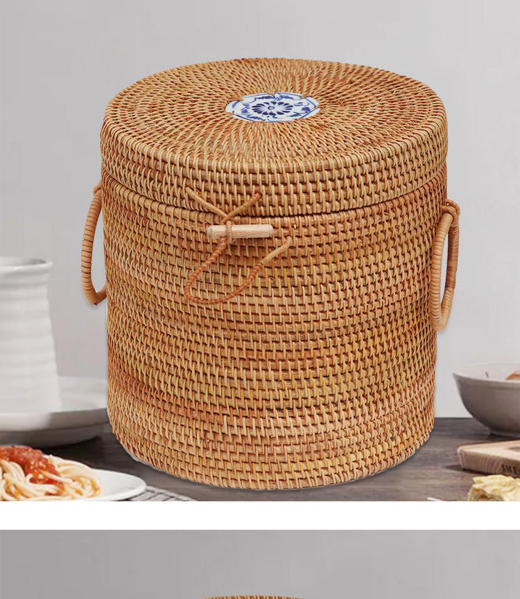 Vietnamese Handmade Rattan Weave Tea Storage