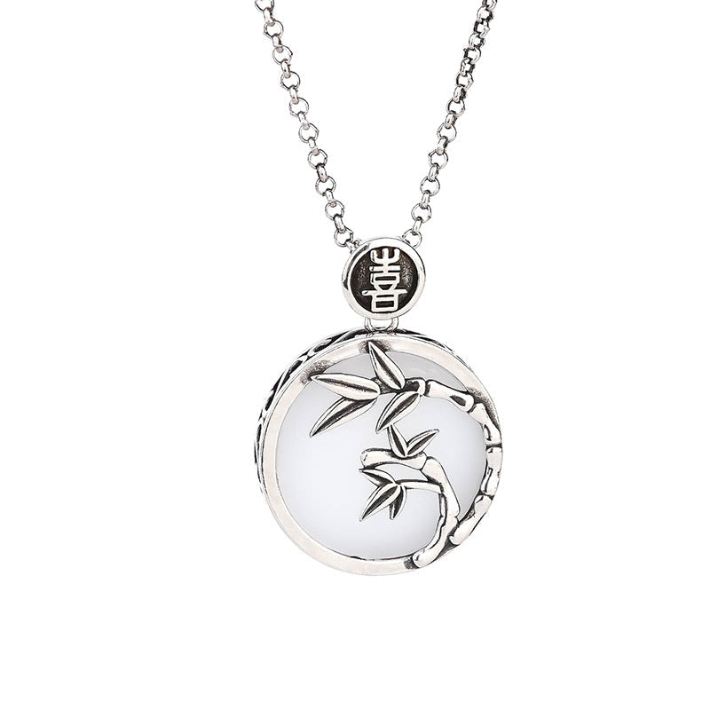 Hetian Jade Bamboo “Ping An” Pendant Necklace