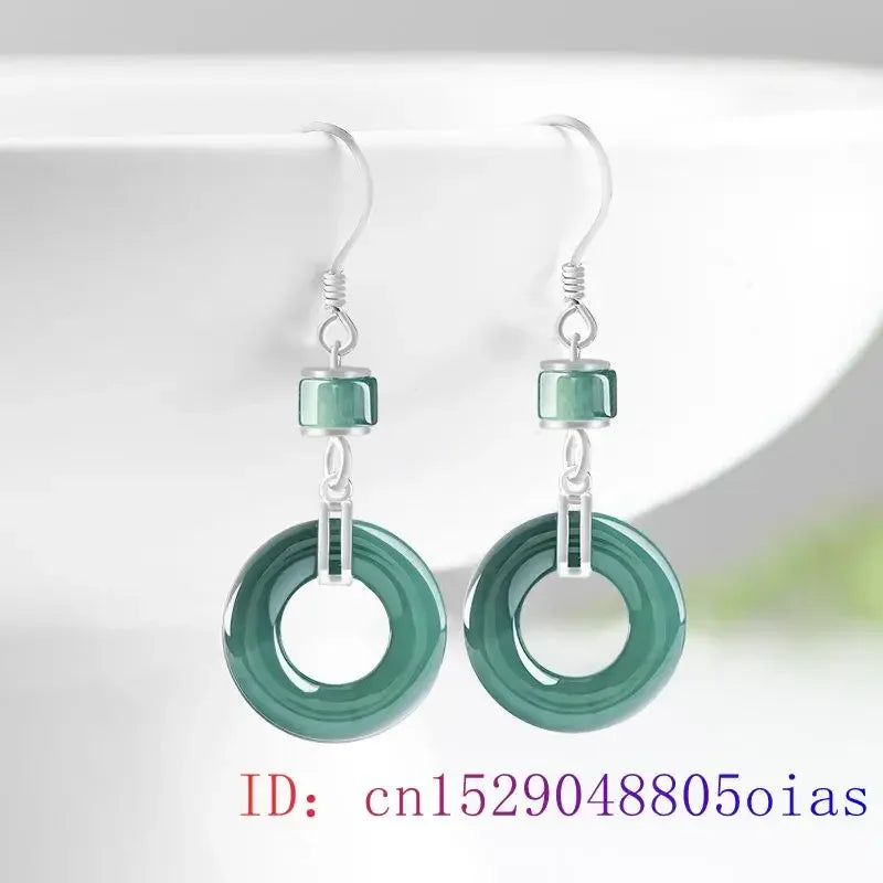 Burmese Jade Donut Talisman Dangle Earrings