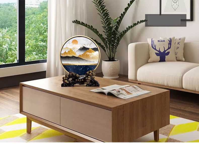 Gold Landscape New Chinese Wall Art – Living Room Asian Home Decor