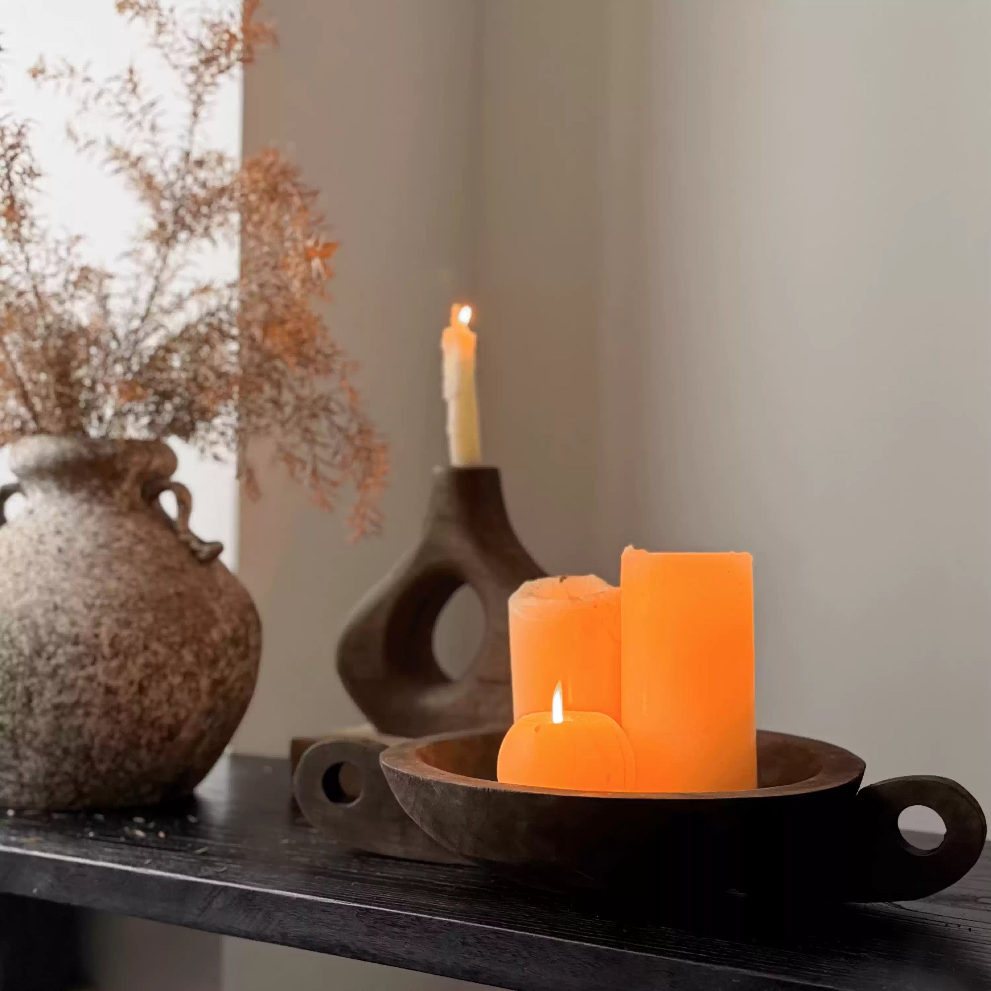 Wabi-sabi-style Round Wooden Aromatherapy Tray