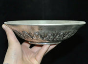 Old Tibetan Silver Lohan Plate – Buddhist Temple Figure Dish