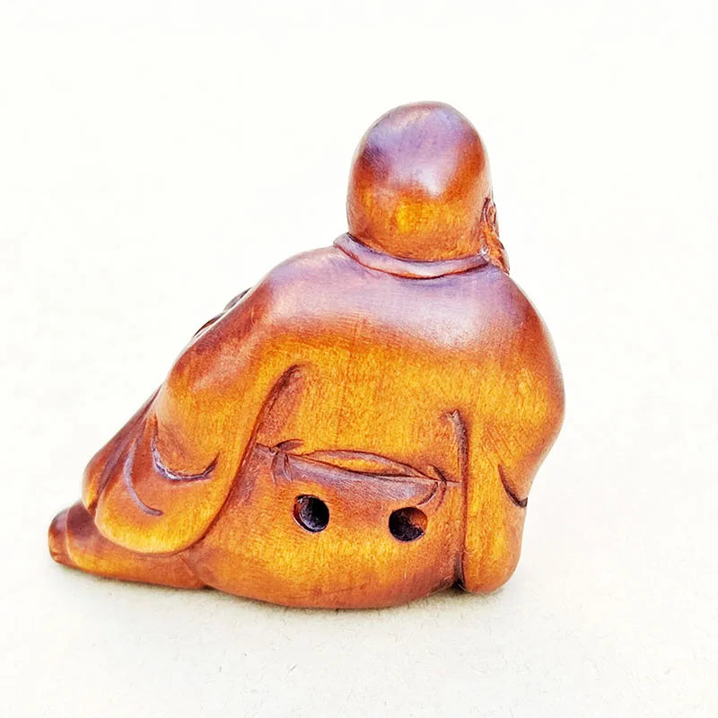 2" Boxwood God of Longevity Netsuke – Japanese Miniature