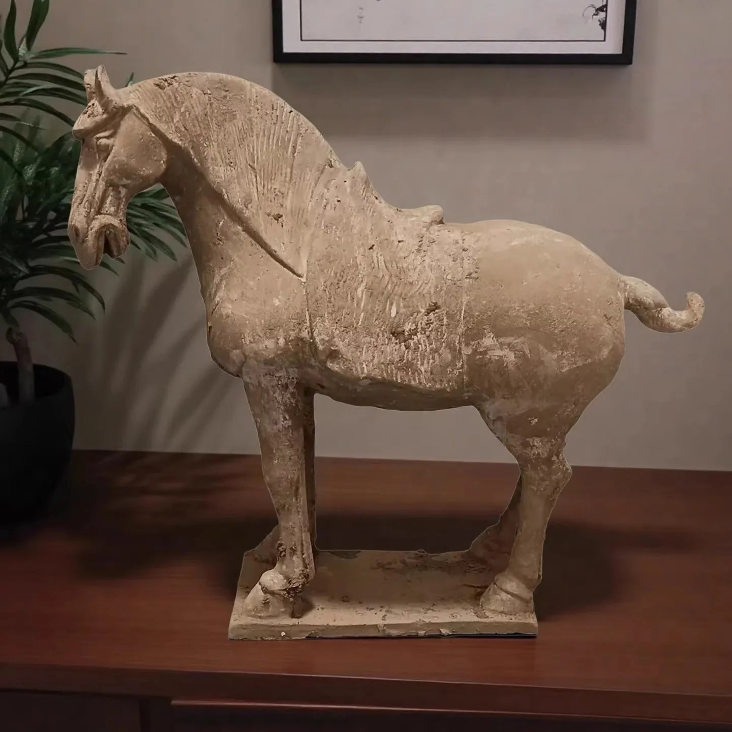 Likely Antique Tang Dynasty Pottery Horse – Warrior on Horseback