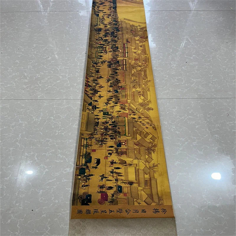Xu Yang–Style “Five Star Continuous Bead” Chinese Long Scroll Painting