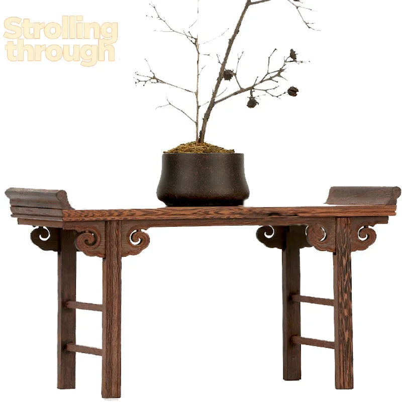 Inexpensive Chinese Redwood Low Tea Table, Display Stand, Altar