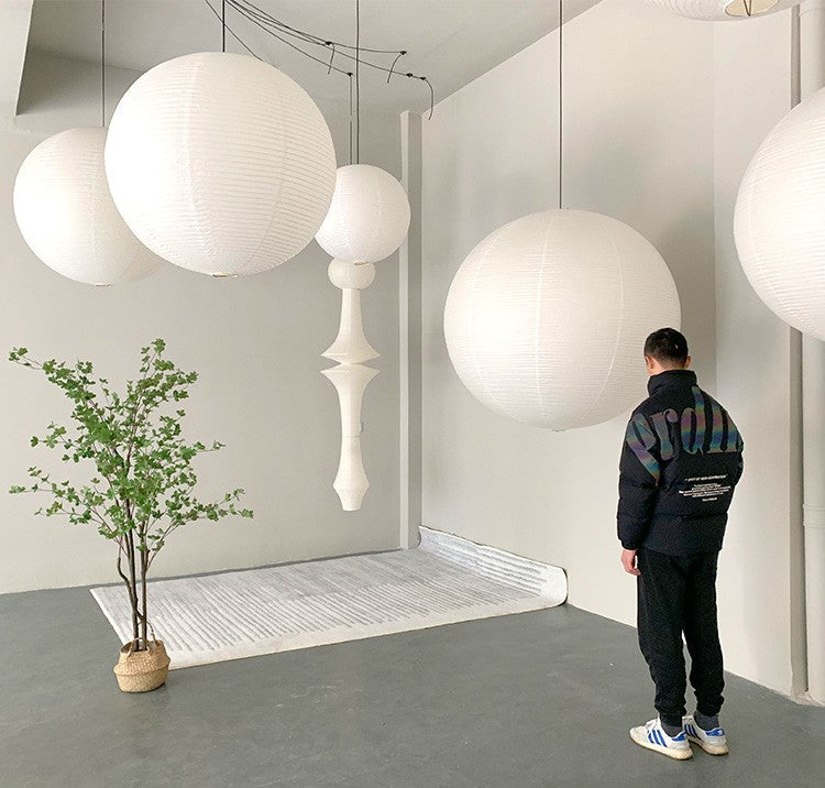 White Paper Lantern Shade – Minimalist Ceiling Pendant for Bedroom & Living Room