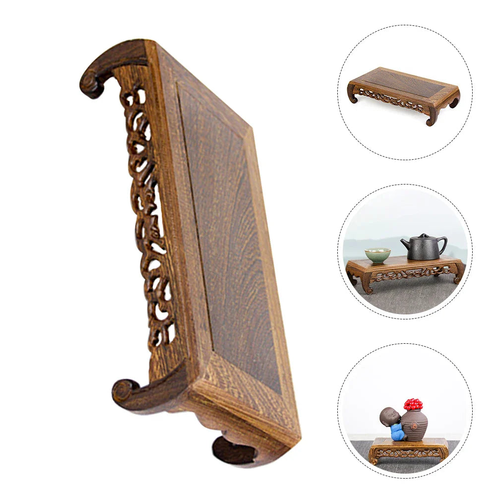 Rectangular Chinese Wood Base Display Stand for Carved Vase, Teapot, Bonsai