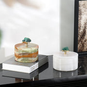 Luxury Natural Jade Marble Storage Jar With Lid for Candy Jewelry Cosmetics