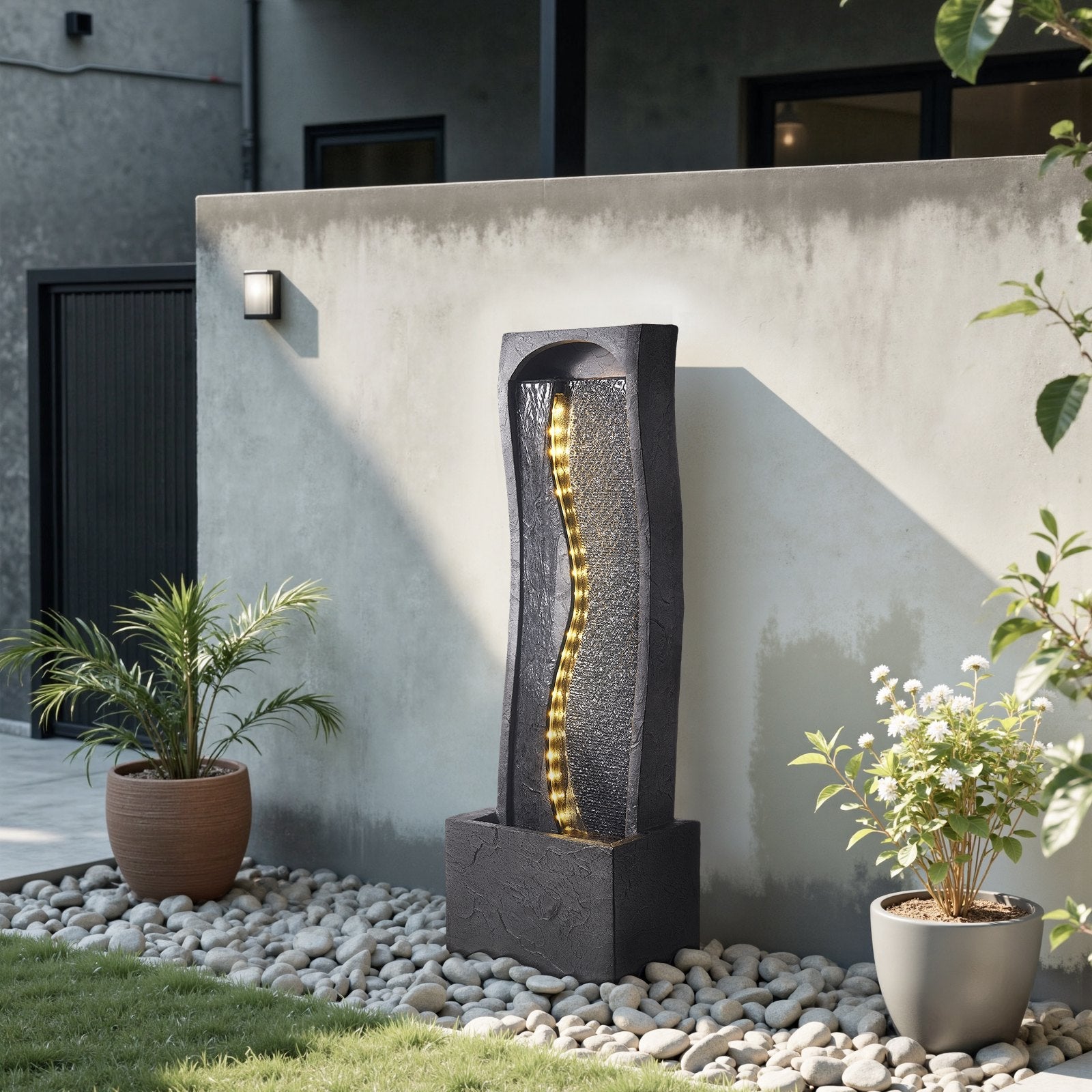 Outdoor Water Fountain 1-Tier Rock Base Style 38.58 cm In Height Fountains