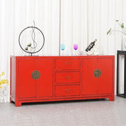 Chinese Solid Wood Gold Sideboard – Ming & Qing Inspired 4‑Door Foyer & Dining Cabinet