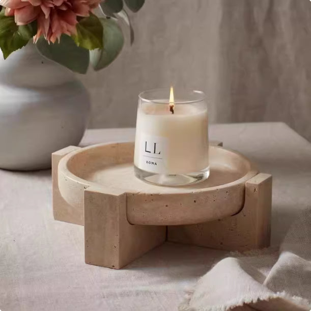 Retro Wabi-Sabi Style Yellow Limestone Decorative Storage Tray