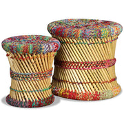 Handwoven Chindi Stool Set (2 Pieces)