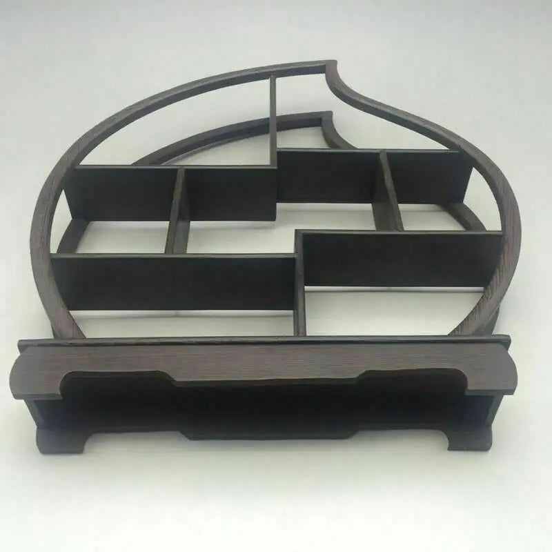 Wood‑Carved Peach Stand for Snuff Bottles & Statues – Asian Home Decor
