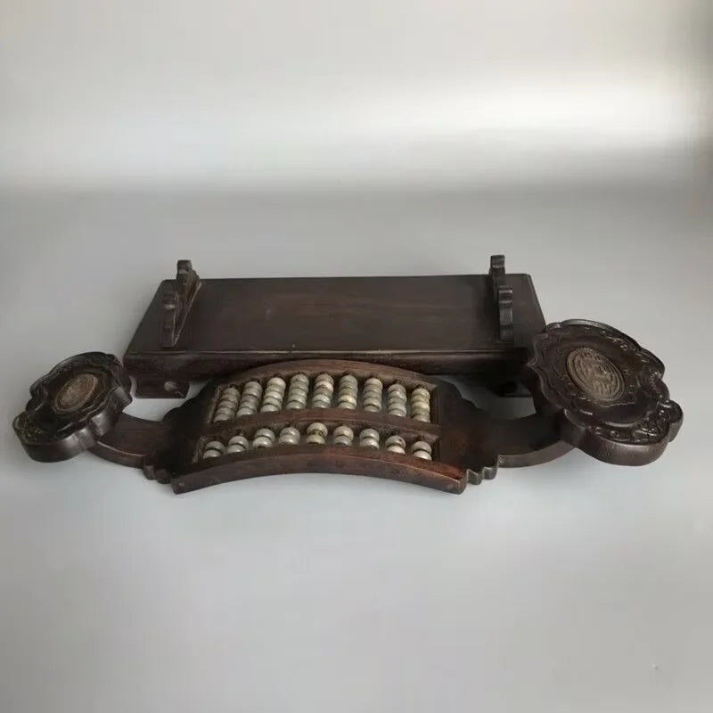 Old Chinese Wood Abacus with Jade Beads