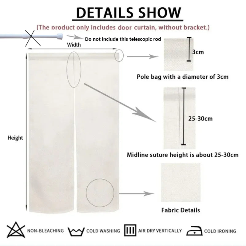 Vikama Japanese Noren Door Curtain – Fabric Privacy Screen & Room Divider