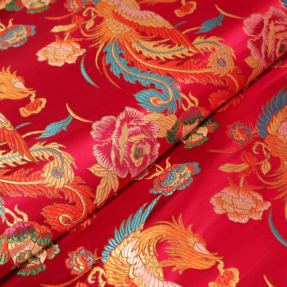 The Imperial Threads: Phoenix & Dragon Embroidered Cheongsam Fabric