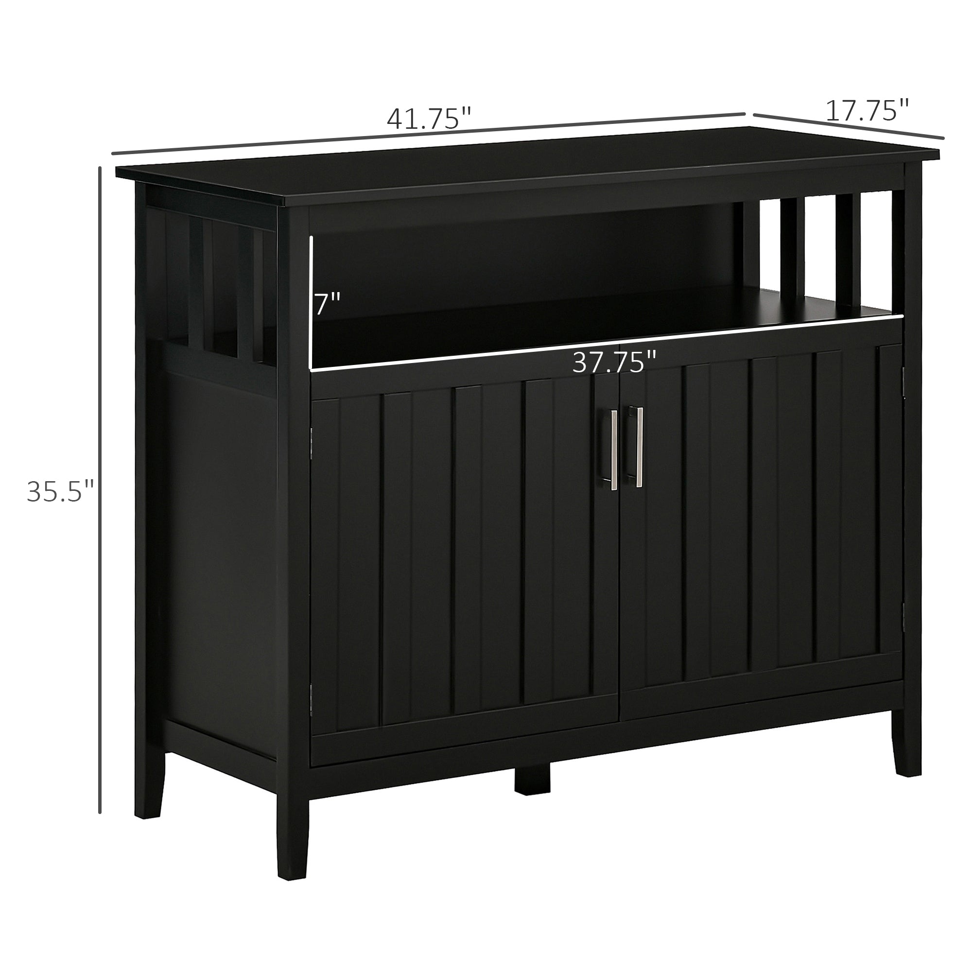 Black Sideboard Buffet Cabinet with 2 Doors and Adjustable Shelves