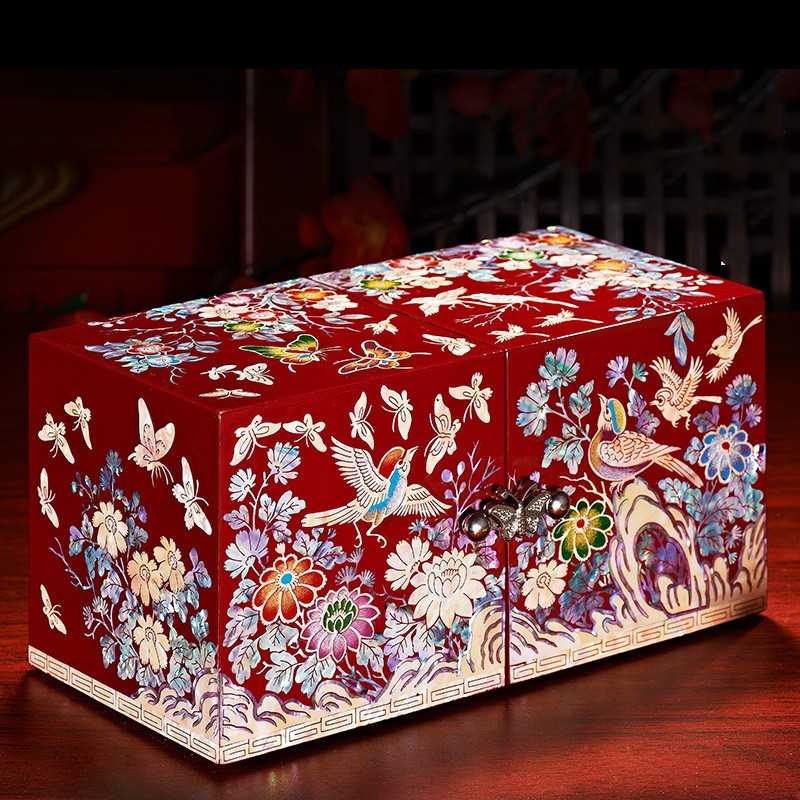 Mother‑of‑Pearl Jewelry Box – Hand‑Inlaid Abalone & Shell (Multiple Designs)