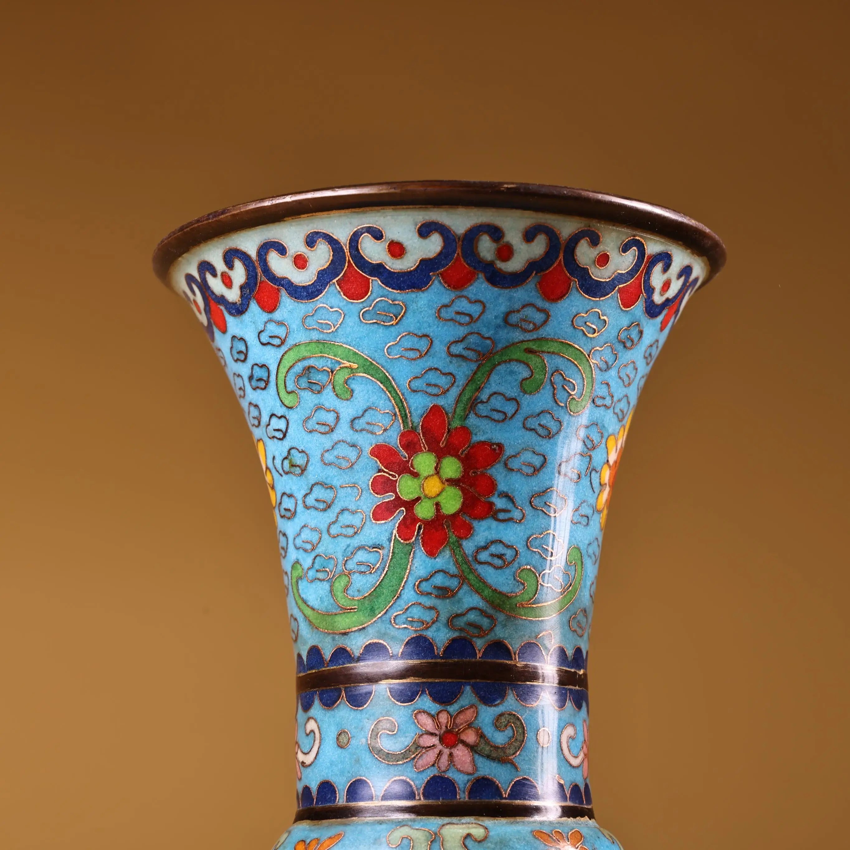12" Bronze Cloisonné Dragon & Phoenix Vase – Asian Home Decor Wealth Ornament