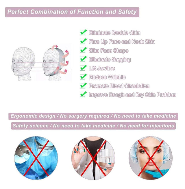 SLIM FACE SLIMMING BAND FACIAL BELT DOUBLE CHIN REDUCER V LINE FACE LIFT anti SNORE WRINKLE FACE BANDAGE DOUBLE CHIN STRAP SAGGING FACE CONTOUR JAWLINE TIGHTEN STRAP 1PK