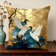 Elegant Oriental Crane Bird Pillowcase 2D Flat Printed