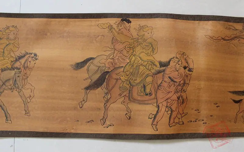 Rare Antique Qing Dynasty Scroll Painting – Hand-Carved Details & Auspicious Motifs